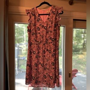 NWT LOFT pink floral dress with tie on waist